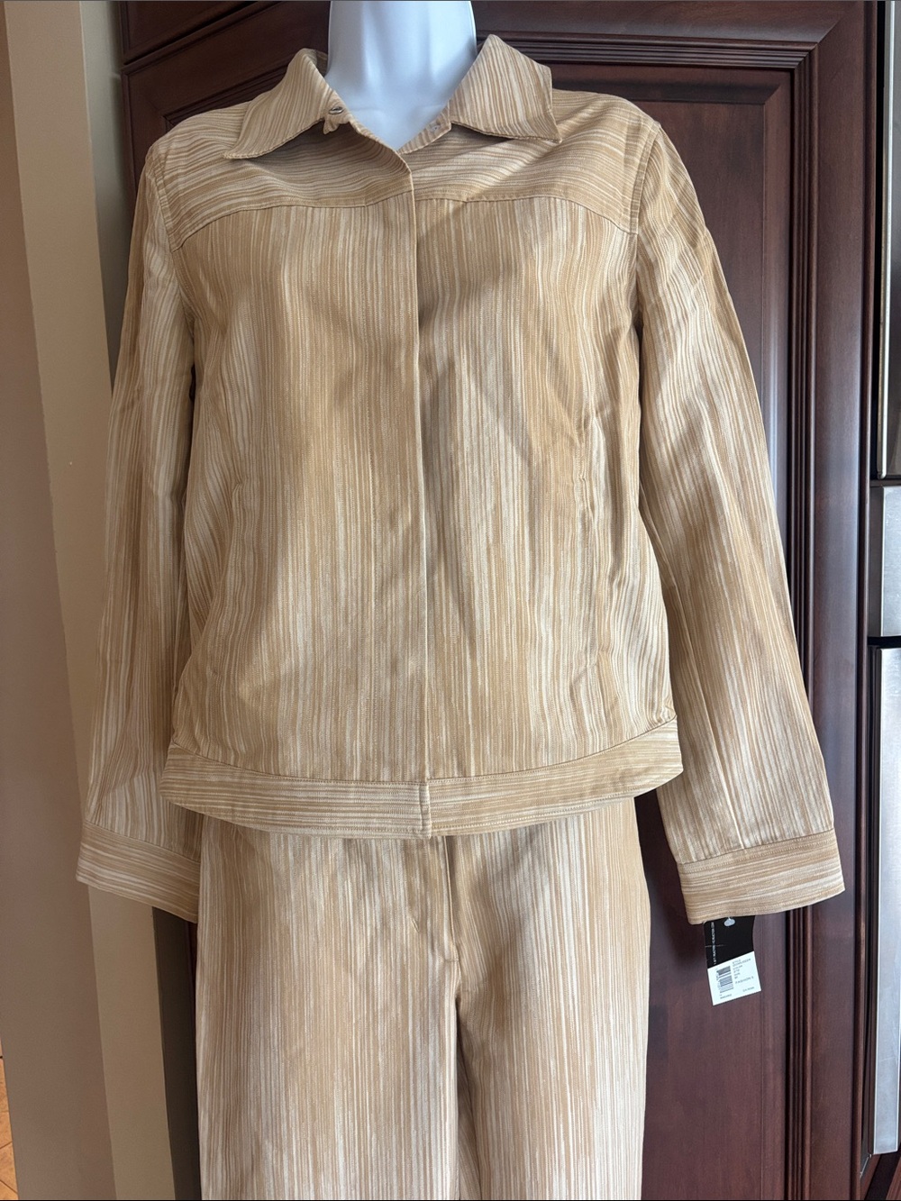 Reaction Kenneth Cole Tan Pinstripe Two Piece Jacket and Straight-Leg Pants